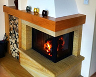 Nasze realizacje - Rustykalne NR-R-30 - Kominek rustykalny z wkładem Sprtherm Varia 2R. Obłożony 

piaskowcem rainbow. projekt: Marcin Deręgowski